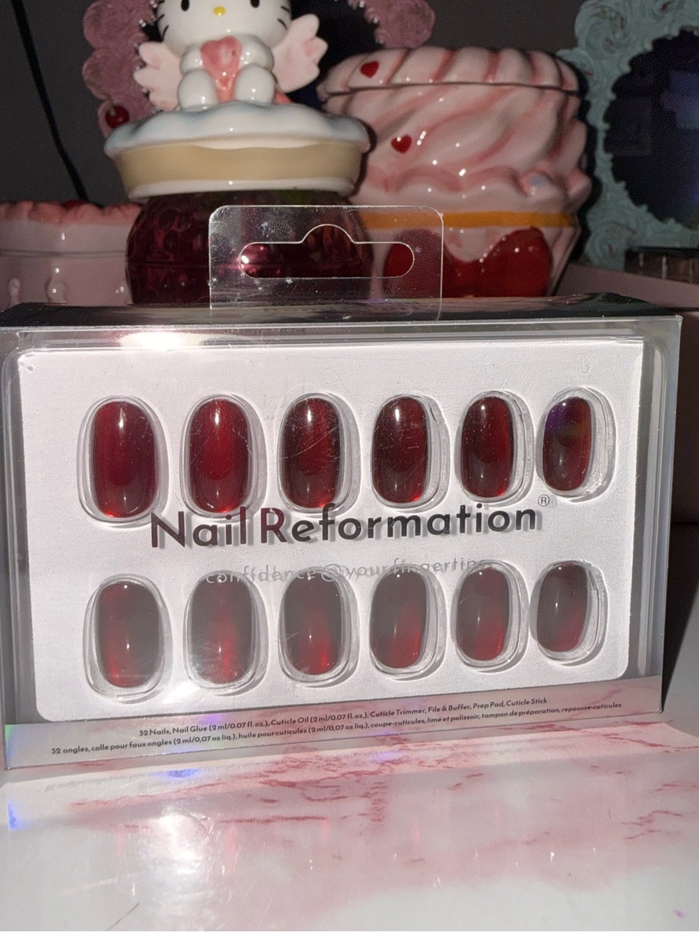 Nail Reformation Mirrored Deep Red Press-On Nail Set